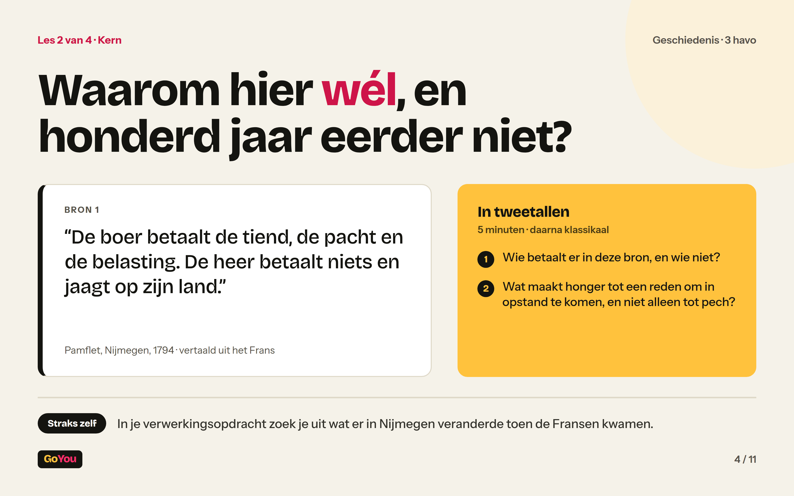 Een dia uit een GoYou-presentatie, klaar voor het digibord